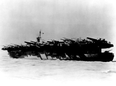 USS Kadashan Bay (CVE-76) transporting aircraft c1945