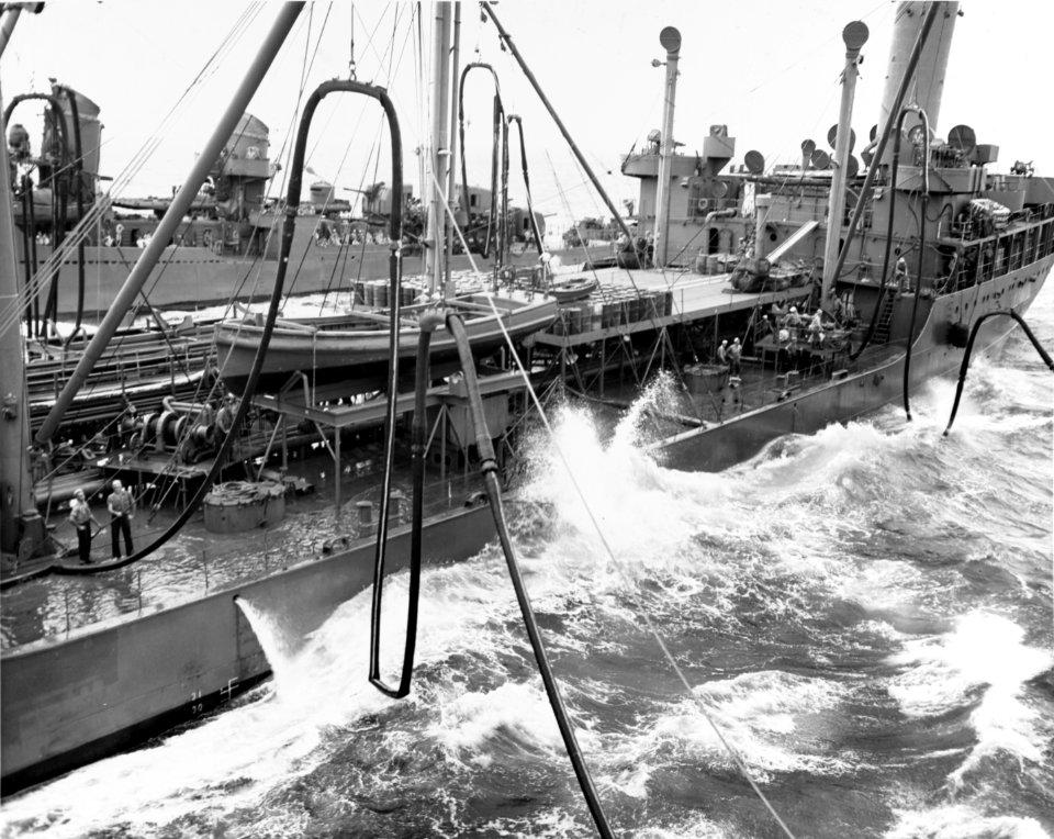 USS Kankakee (AO-39) refueling ships on 13 January 1944