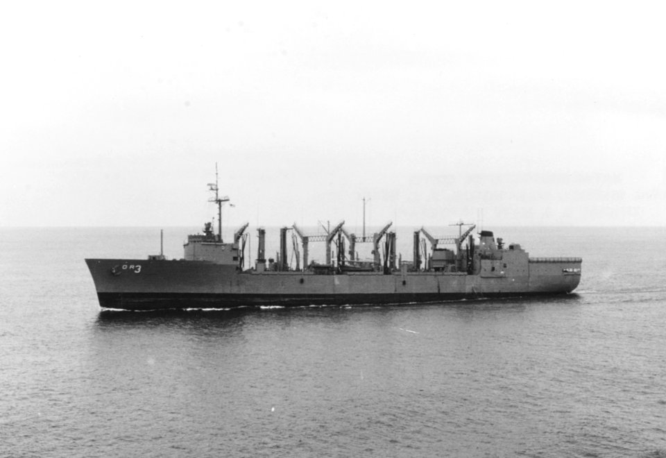 USS Kansas City (AOR-3) underway at sea on 1 May 1975 (K-111471)