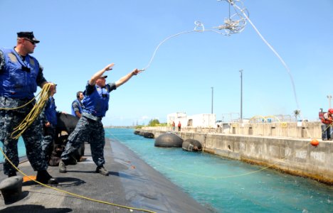 USS Key West arrives in Guam. (8560359132)