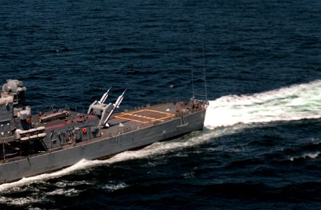 USS King (DDG-41) stern with RIM-67 missile launcher 1983