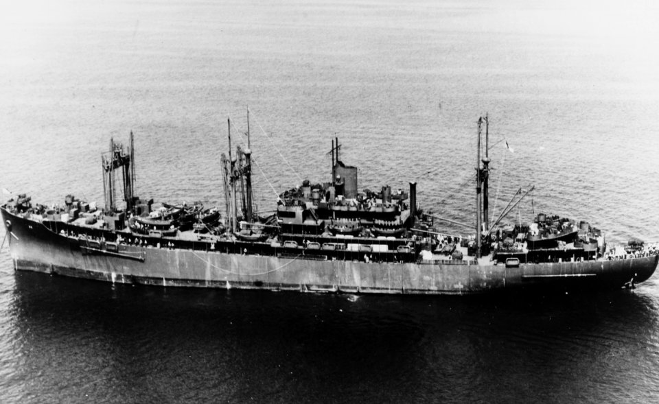 USS Klondike (AD-22) at anchor in August 1945 (NH 107747)