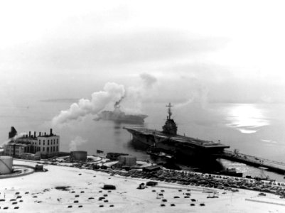 USS Lake Champlain (CVS-39) and Essex (CVS-9) at NAS Quonset Point 1963