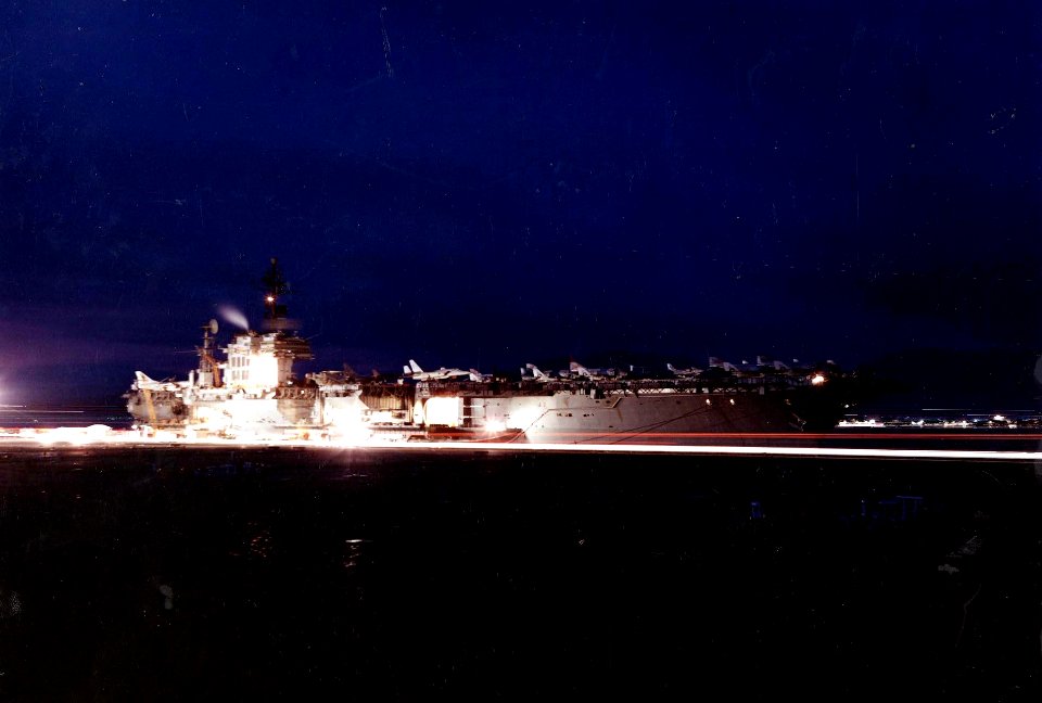 USS Kitty Hawk (CVA-63) moored at NAS Cubi Point c1965