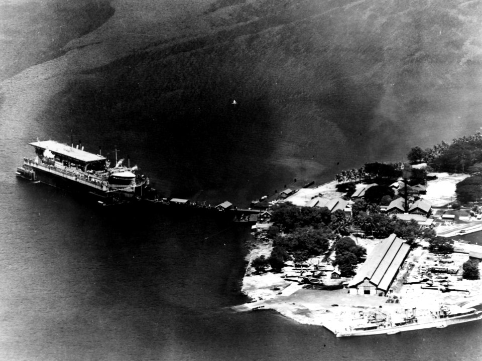 USS Langley (AV-3) in drydock USS Dewey (YFD-1) at Olongapo, Philippine Islands, on 26 May 1941 (80-G-1041082)