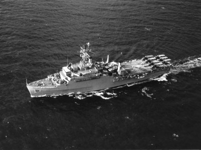 USS La Salle (LPD-3) undeway at sea, in November 1966 (K-43023)