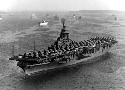 USS Lake Champlain (CV-39) at Norfolk VA 1945