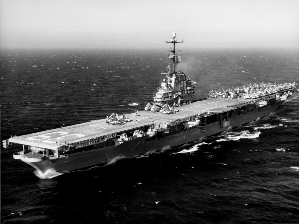 USS Lake Champlain (CVS-39) at sea in 1960