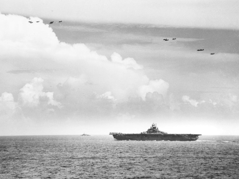 USS Lexington (CV-16) underway on 20 June 1944