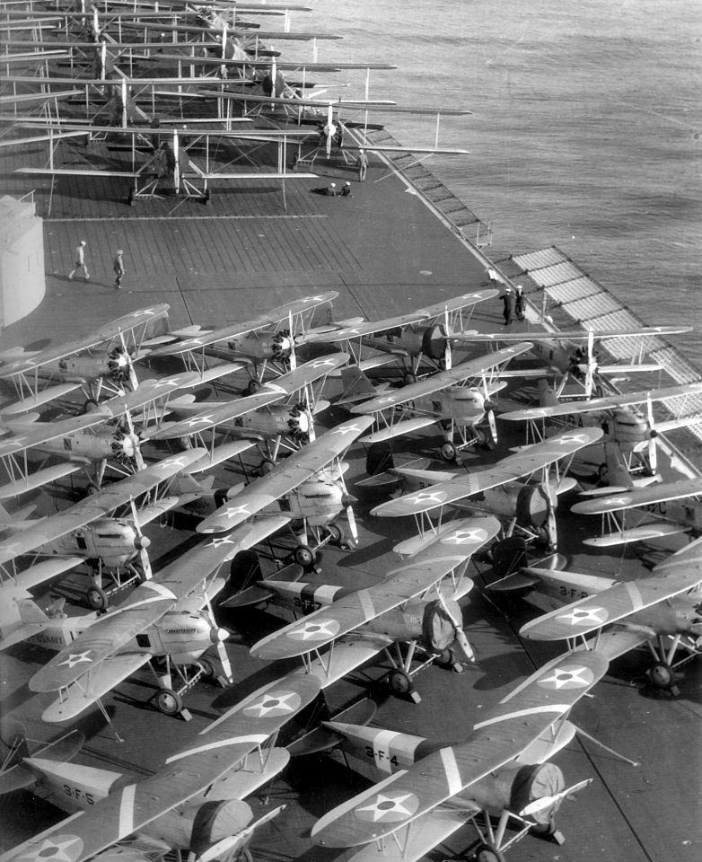 USS Lexington (CV-2) deck 1929 with F3B F6C T4M