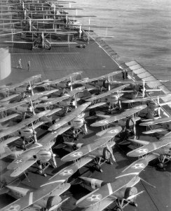 USS Lexington (CV-2) deck 1929 with F3B F6C T4M
