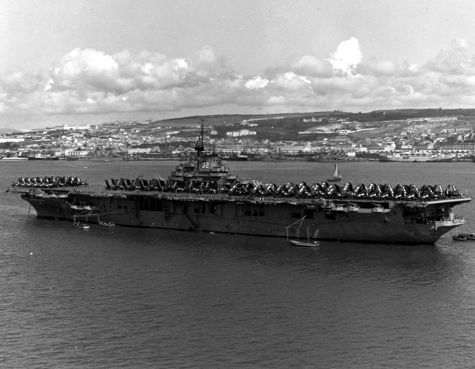 USS Leyte (CV-32) at anchor c1950