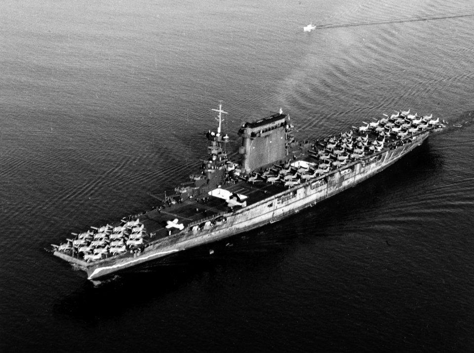 USS Lexington (CV-2) leaving San Diego on 14 October 1941 (80-G-416362)