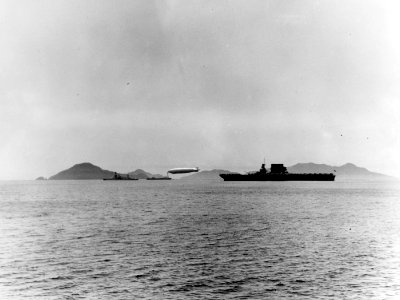 USS Los Angeles (ZR-3), USS Patoka (AO-9) and USS Lexington (CV-2) off Panama in 1931