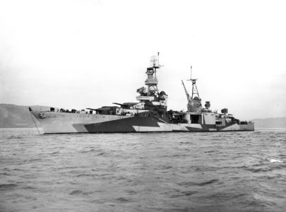 USS Louisville (CA-28) off the Mare Island Naval Shipyard on 17 December 1943 (19-N-57222)