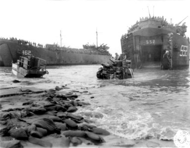 USS LST-462 and USS LST-552 Luzon Philippines 21 January 1945
