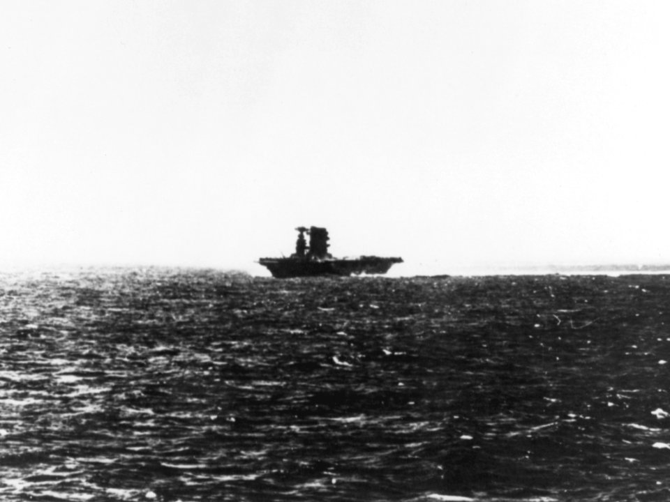 USS Lexington (CV-2) underway during the Battle of the Coral Sea, 8 May 1942 (80-G-16565)