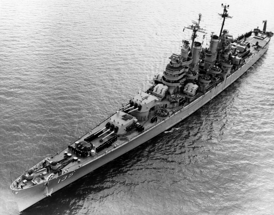 USS Los Angeles (CA-135) underway on 21 March 1951 (NH 93207)