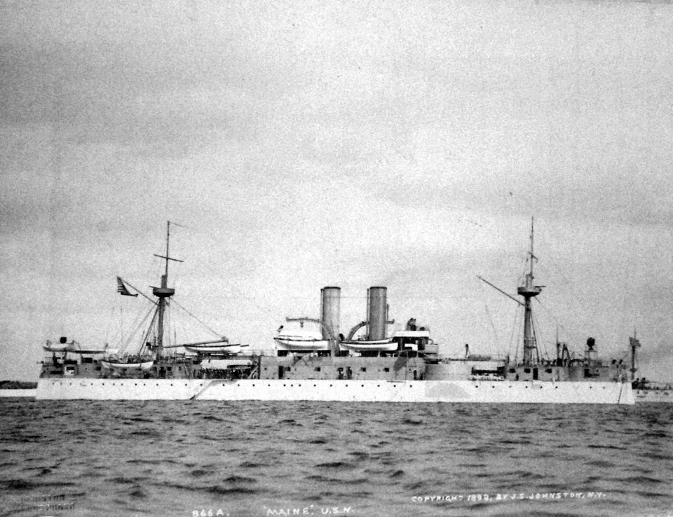 USS Maine (ACR-1) starboard view, 1898 (26841946680)