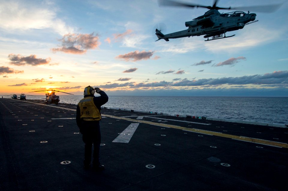 USS Makin Island flight deck operations 150204-N-KL846-199