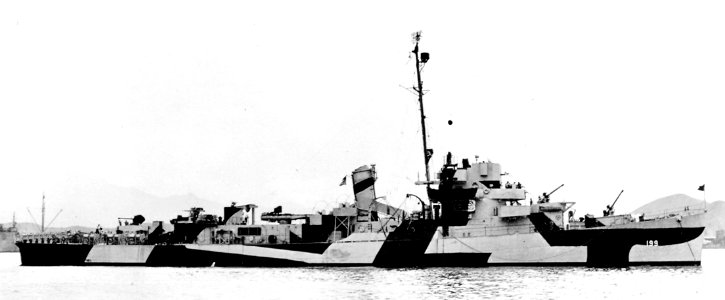 USS Manning (DE-199) at anchor off Nouméa, New Caledonia, on 19 February 1944 (BS 63734)