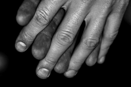 Hands black and white male photo