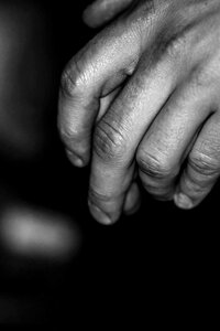 Fingers black and white male photo