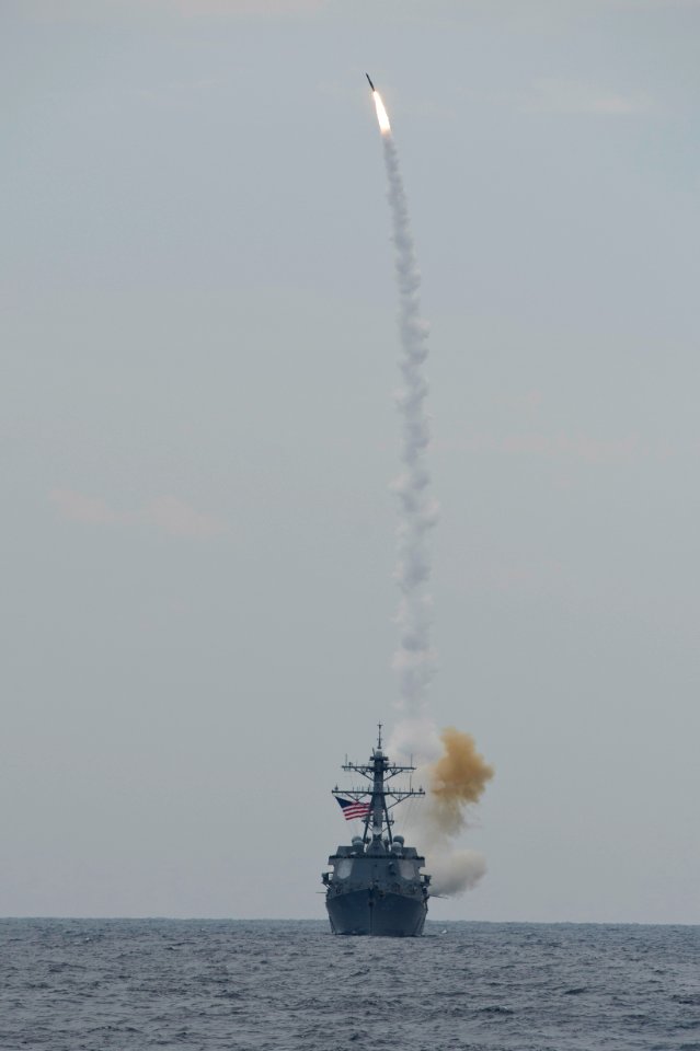 USS McCampbell launches a missile. (8652158157)