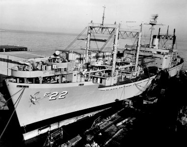USS Mauna Kea (AE-22) at the Puget Sound Bridge & Dry Dock Co. on 2 March 1965
