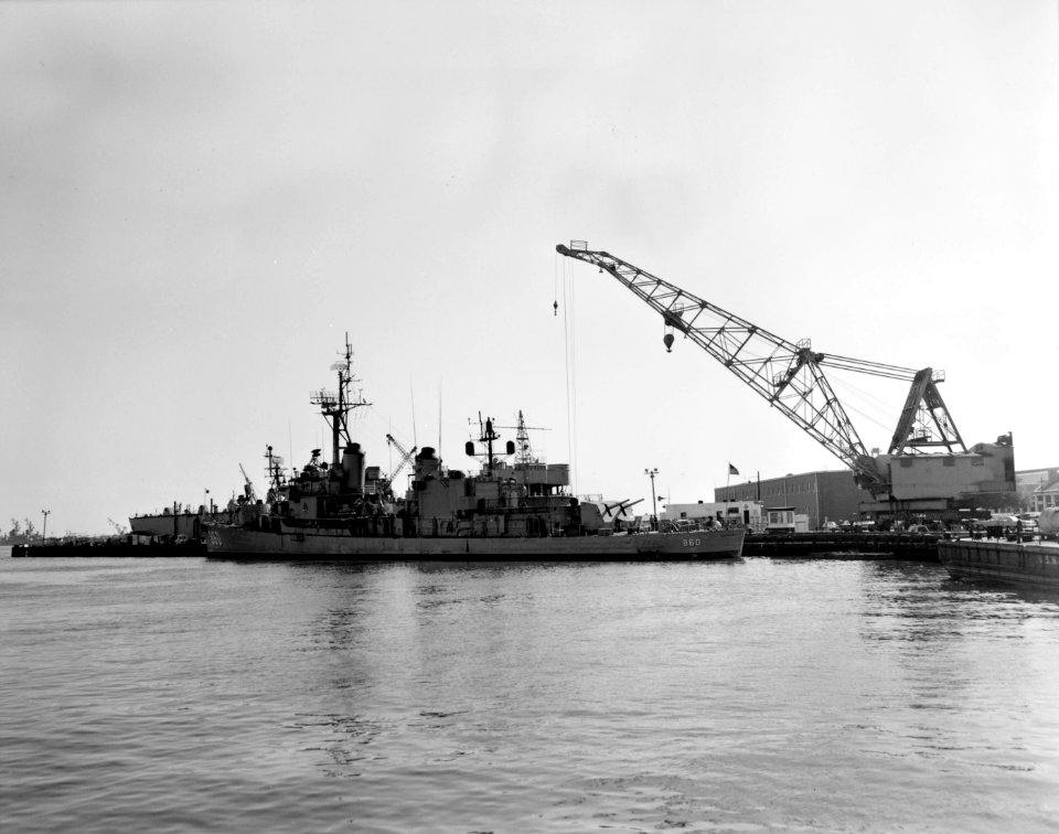 USS McCaffery (DD-860) in port in the 1960s