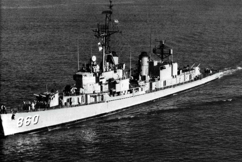 USS McCaffery (DD-860) underway, circa in 1963