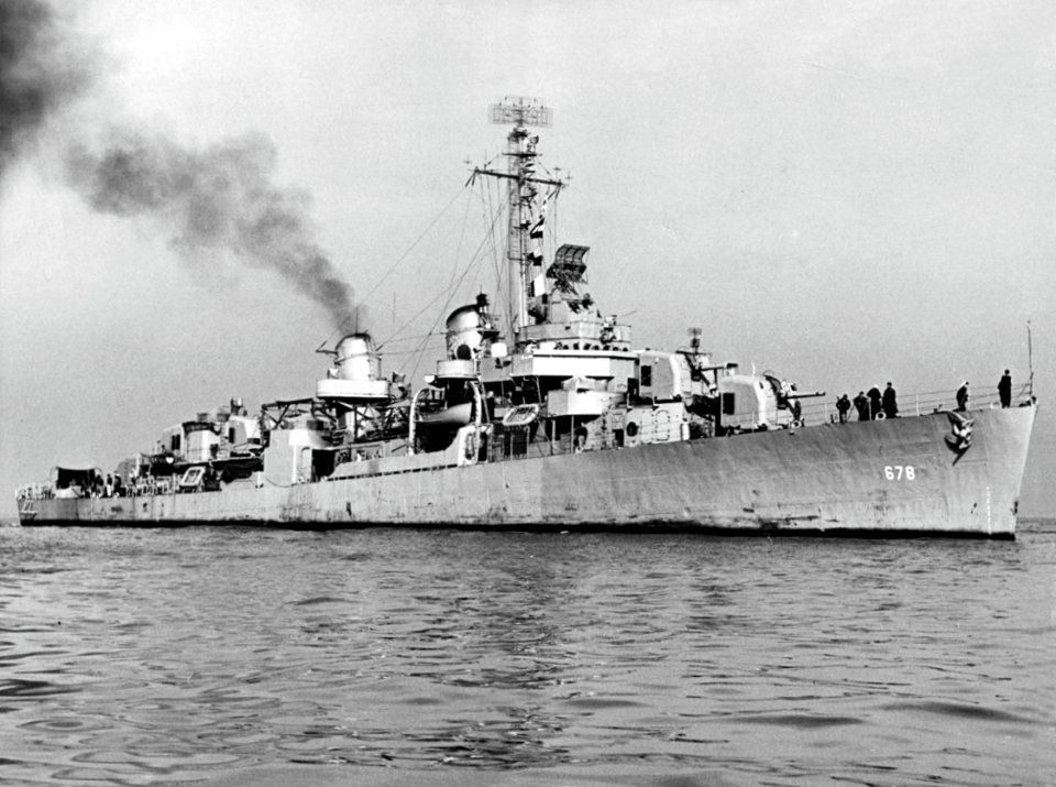 USS McGowan (DD-678) at sea, circa in 1945