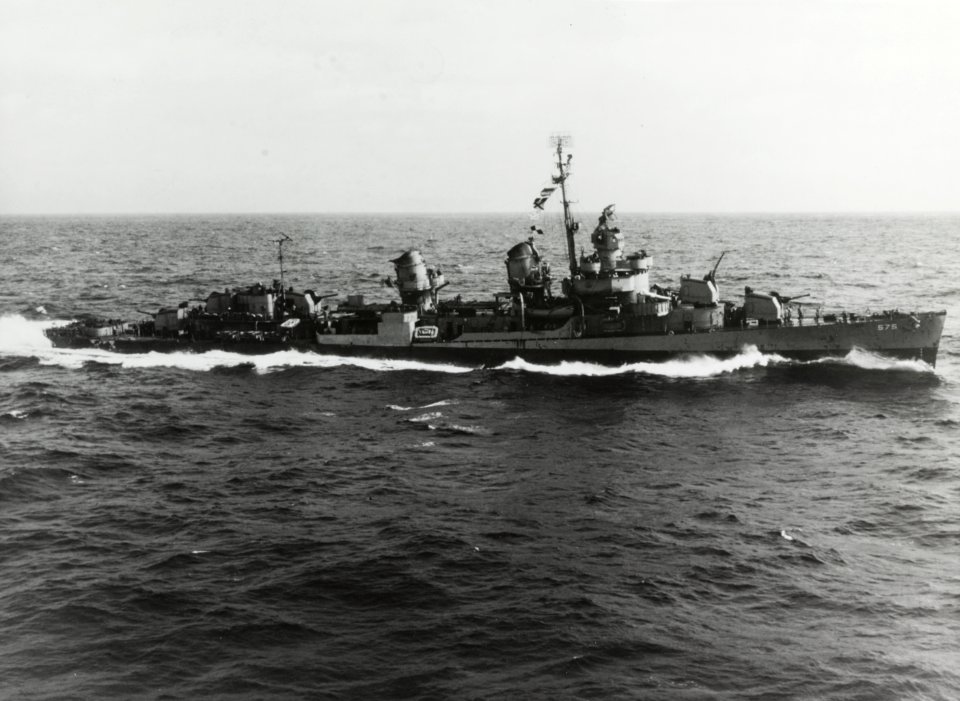 USS McKee (DD-575) underway off Okinawa in March 1945
