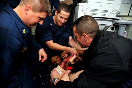 USS McCampbell crew conducts drills 121101-N-TG831-157