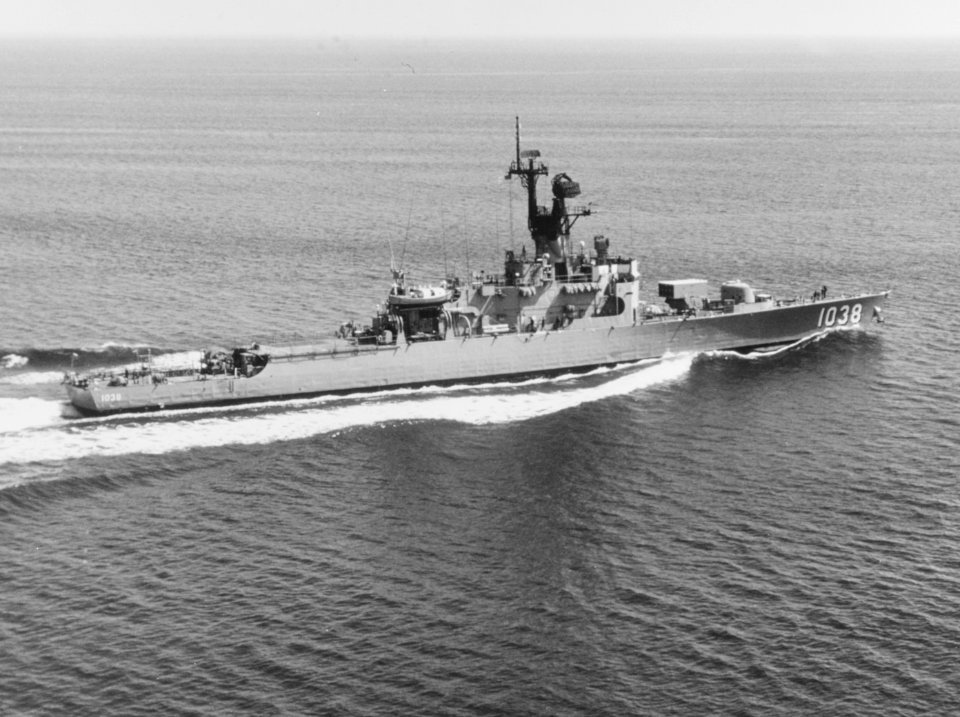USS McCloy (FF-1038) underway off Hampton Roads on 15 April 1976