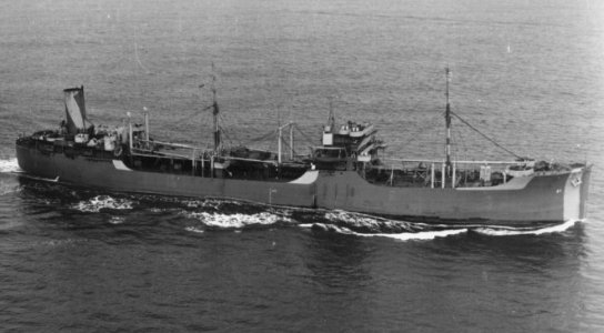 USS Merrimack (AO-37) underway off the east coast of the United States on 8 October 1943