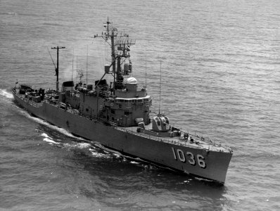 USS McMorris (DE-1036) underway at sea c1968