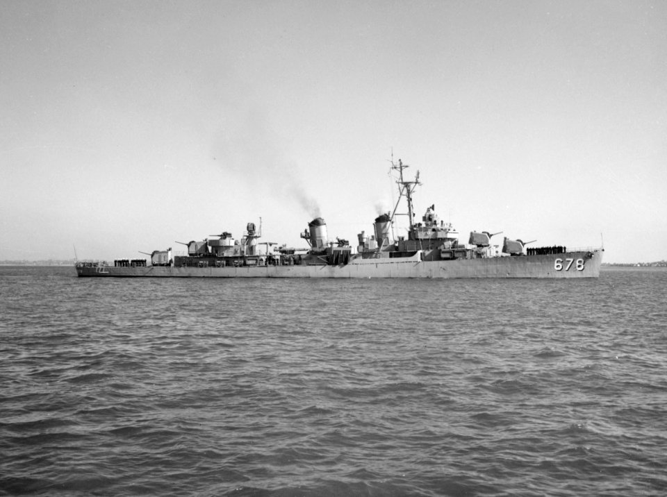 USS McGowan (DD-678) underway at sea in May 1952