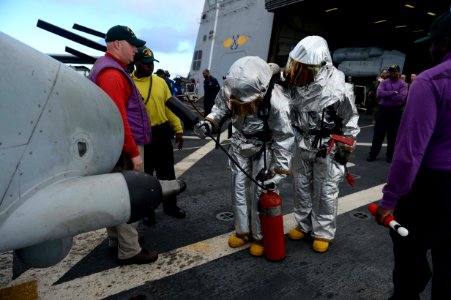 USS Mesa Verde firefighting exercise 140220-N-BD629-150