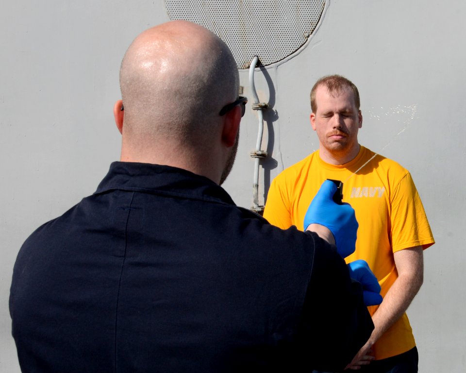 USS Mesa Verde force protection training 140304-N-HB951-266