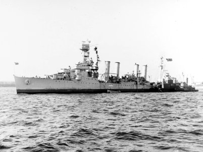 USS Memphis (CL-13) off New York City on 2 November 1942 (19-N-38615)