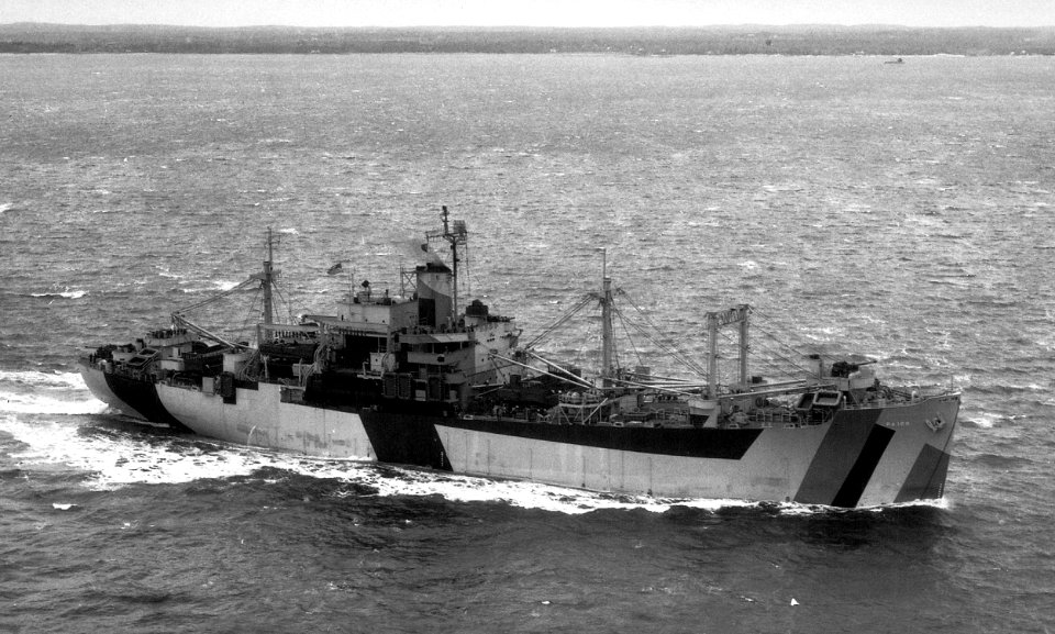 USS Mendocino (APA-100) underway in the Atlantic Ocean on 6 November 1944 (BS 74029)