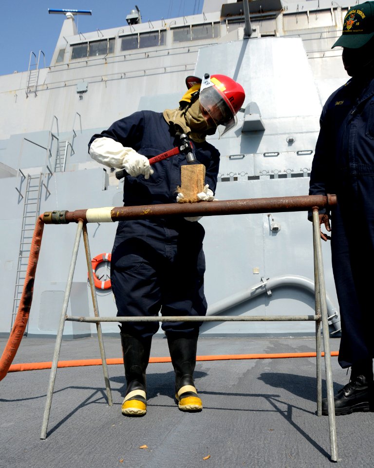 USS Mesa Verde general quarters drill 140327-N-HB951-121