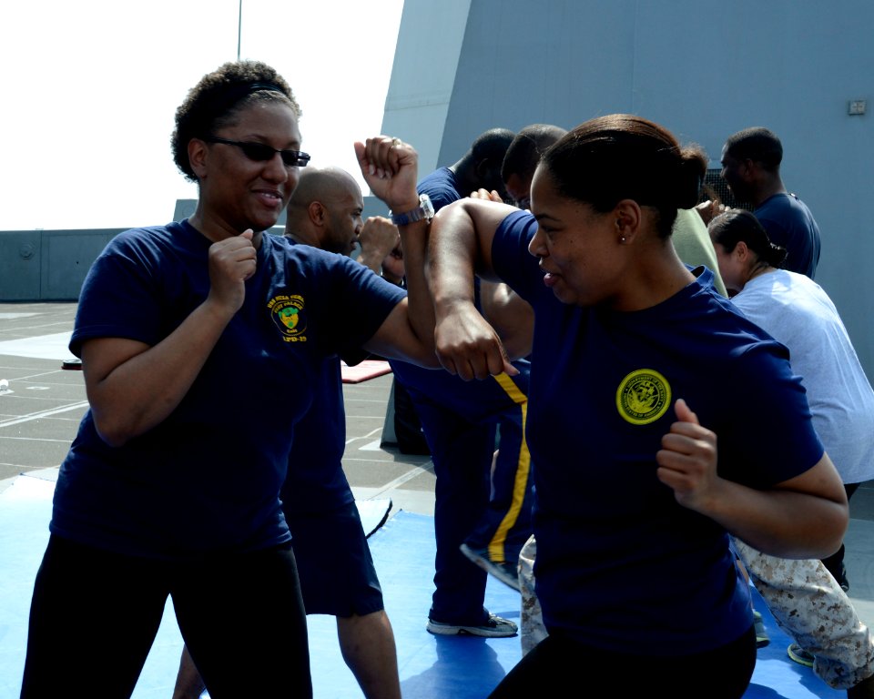 USS Mesa Verde self-defense techniques class 140427-N-HB951-222