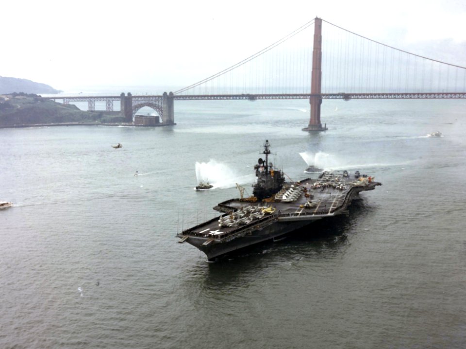 USS Midway (CVA-41) entering San Francisco Bay in 1973