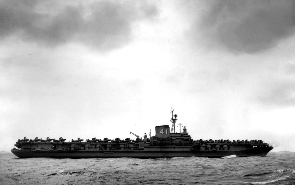 USS Midway (CVB-41) underway in th Atlantic Ocean, in 1946-1947 (NNAM.2001.083.009)