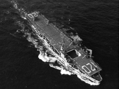 USS Mindoro (CVE-120) underway at sea on 23 October 1953 (NNAM.1996.488.035.049)