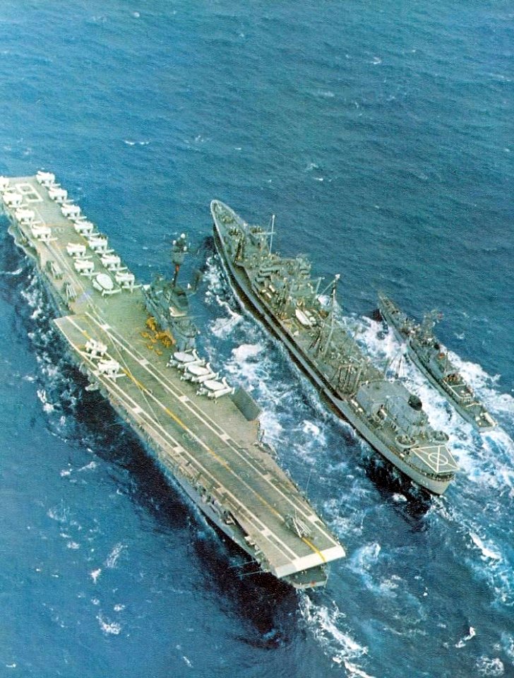 USS Mississinewa (AO-144) refueling USS Essex (CVS-9) 1967