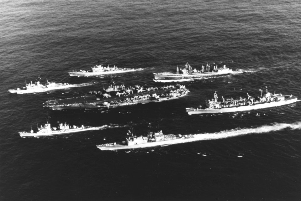 USS Midway (CV-41) battlegroup underway in the Indian Ocean in 1980