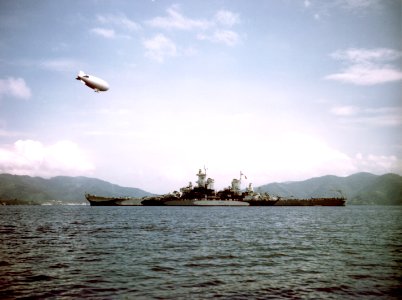 USS Missouri (BB-63) at anchor, circa in August 1944